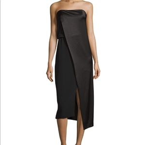 Halston Heritage Strapless Draped Satin Dress